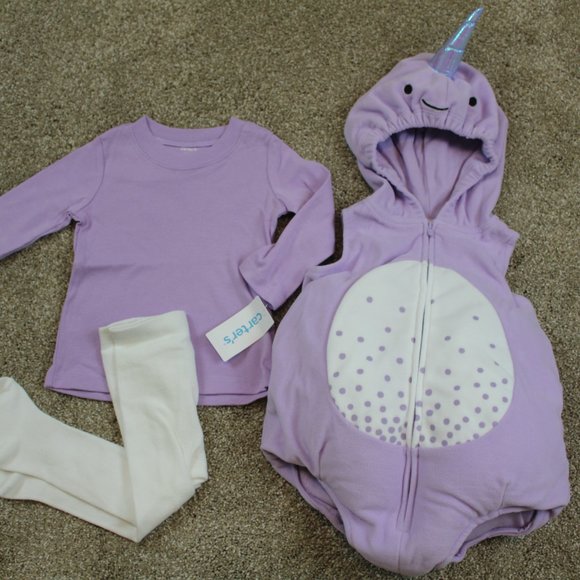 Carters Narwhal Fleece Halloween Costume Baby Girl 6-9 12 18 24 12M 18M 24M NWT - Picture 5 of 5